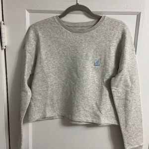Kangol Gray Cropped Long Sleeve Crewneck Sweatshirt, Size Medium